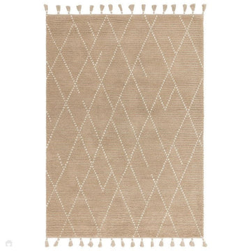Nepal Linear Modern Moroccan Berber Geometric Hand-Woven Ribbed Textured Low-Profile Wool Loop Pile Sand/Cream Rug-Asiatic Carpets-Rug Love - The Most Loved Rug Store